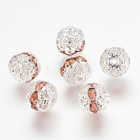 Brass Rhinestone Beads RB-A011-8mm-25S-1