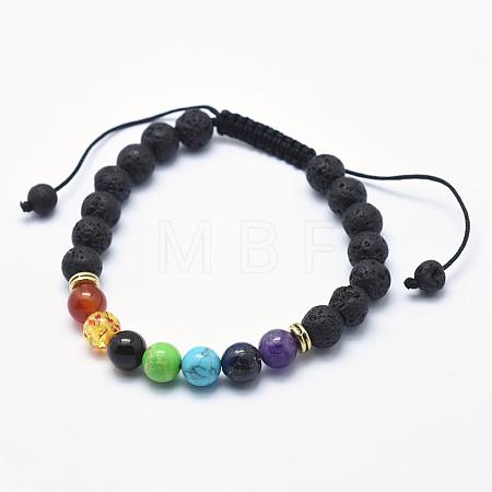 Natural Lava Rock Braided Bead Bracelets BJEW-F276-G05-1
