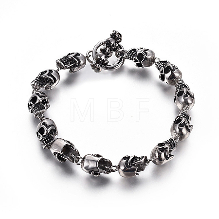 304 Stainless Steel Link Chain Bracelets BJEW-L665-01AS-1