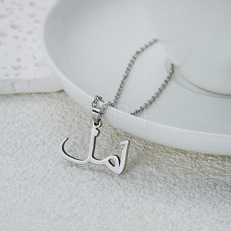 304 Stainless Steel Arabic Pendant Necklaces WGC6A2A-08-1