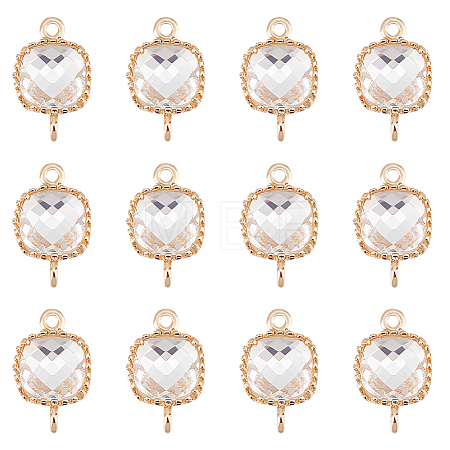 10Pcs Brass Crystal Rhinestone Connector Charms KK-GO0002-17-1