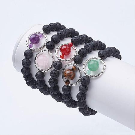 Natural Lava Rock Beads Stretch Bracelets BJEW-JB02838-1