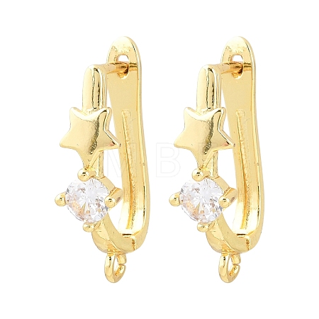 Brass Micro Pave Cubic Zirconia Hoop Earring Findings CU-CBAB5B4-08G-1