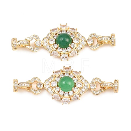 Brass Micro Pave Clear Cubic Zirconia Fold Over Clasps KK-U059-65G-1