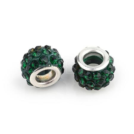 Polymer Clay Rhinestone European Beads CPDL-T001-01-1