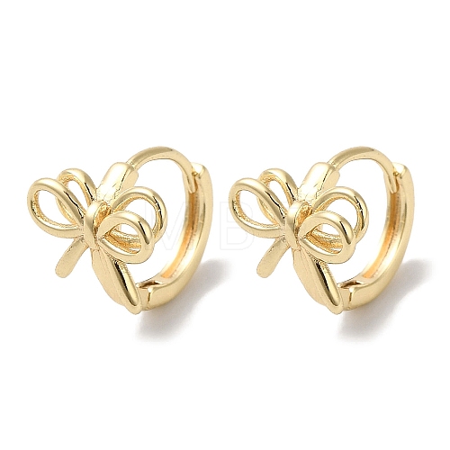 Bowknot Brass Hoop Earrings for Women EJEW-U008-13G-1