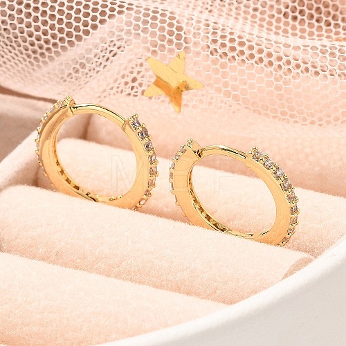 Rack Plating Brass Micro Pave Cubic Zirconia Hoop Earrings EJEW-H143-15G-01-1