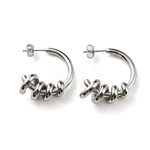 Ion Plating(IP) 304 Stainless Steel Spiral Wire Wrap Stud Earrings for Women EJEW-K244-16P-1