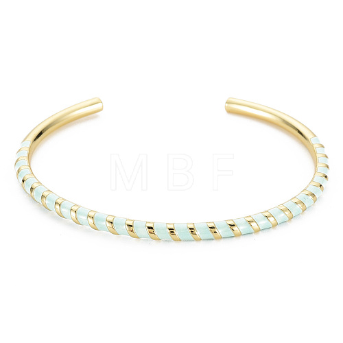 Twisted Brass Enamel Cuff Bangle BJEW-T020-02H-NF-1
