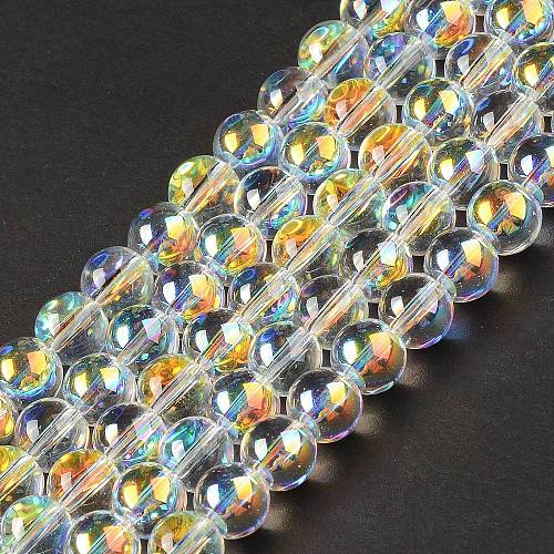 Transparent Electroplate Glass Beads Strands EGLA-I015-01A-1