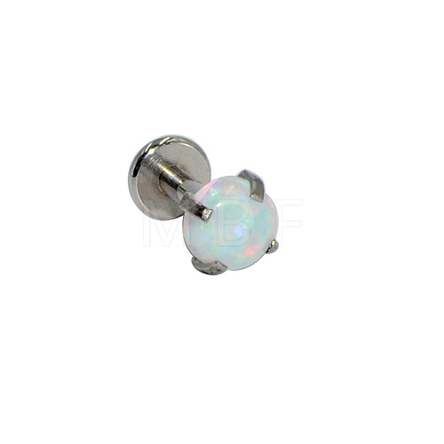 304 Stainless Steel White Synthetic Opal Threadless Labrets For Women Men WGF4990-56-1