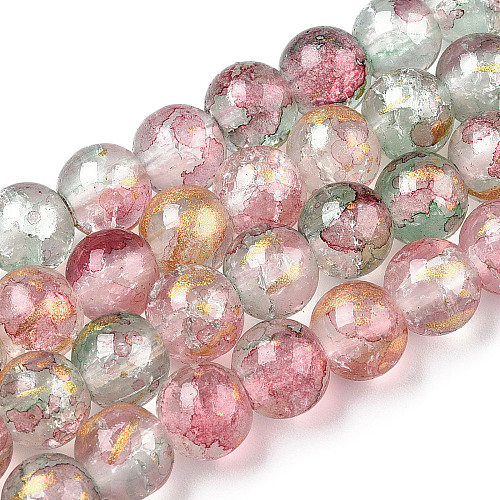 Baking Painted Crackle Glass Bead Strands X1-DGLA-R053-03K-1