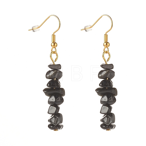 Natural Obsidian Chip Beaded Dangle Earrings EJEW-JE04788-08-1