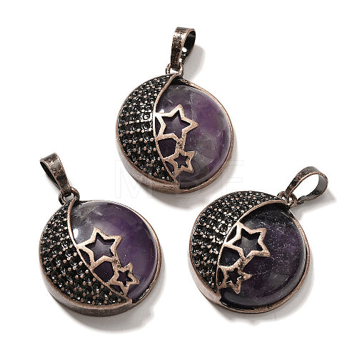 Natural Amethyst Pendants G-P560-01R-23-1