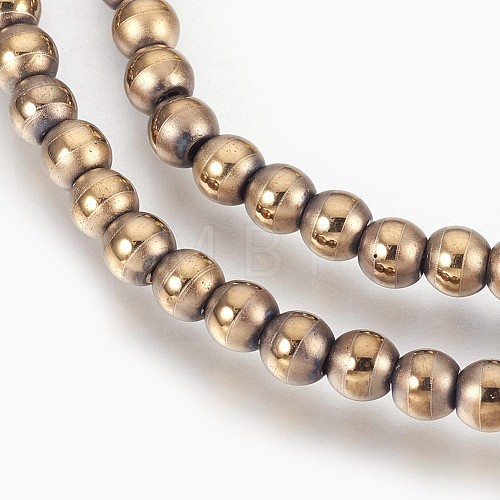 Electroplate Non-Magnetic Synthetic Hematite Beads Strands G-F585-C04-4mm-1