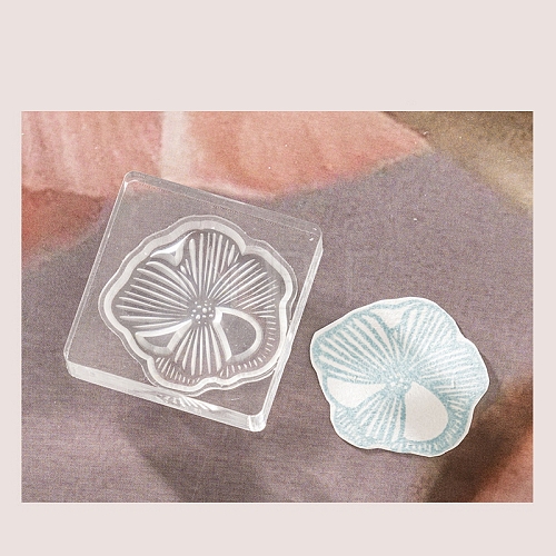 Flower Silicone Clear Stamps with Acrylic Blocks DIY-G121-07E-1