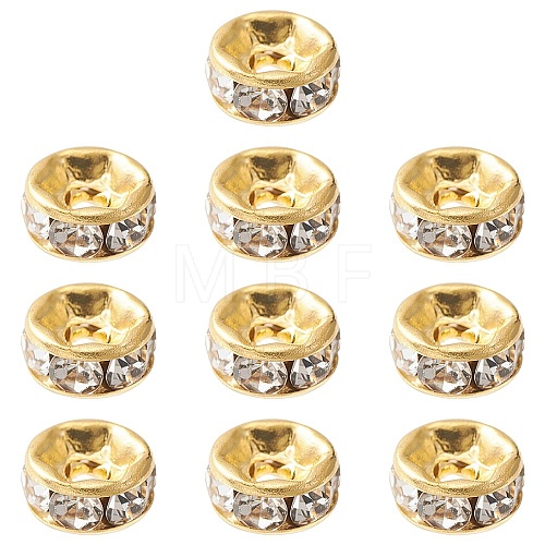 Brass Rhinestone Spacer Beads RB-YW0001-04B-01G-1
