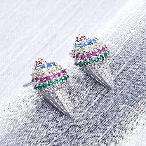 Brass Micro Pave Cubic Zirconia Stud Earrings EJEW-Q015-16P-1