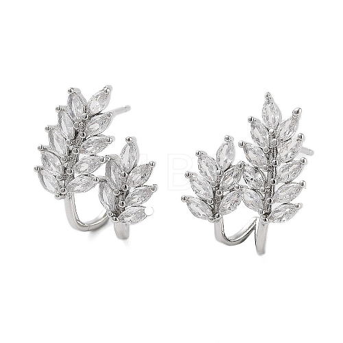 Rack Plating Leaf Brass Stud Earrings EJEW-N055-30P-RS-1