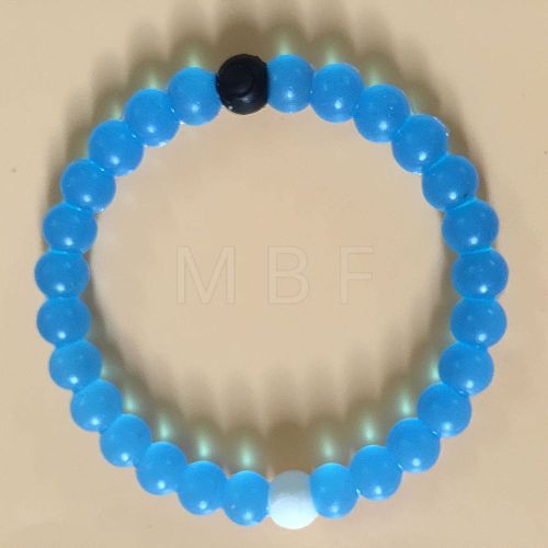 Yin-yang Style Silicone Round Beaded Bracelets for Women Men FS-WG639CC-08-1