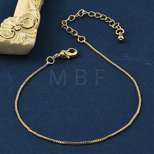 Rack Plating Brass Box Chain Bracelets for Women BJEW-G735-02G-1