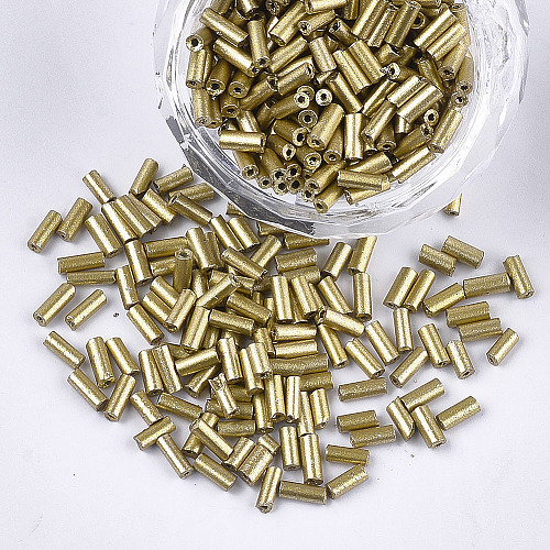 Electroplate Glass Bugle Beads X-SEED-S029-02B-04-1