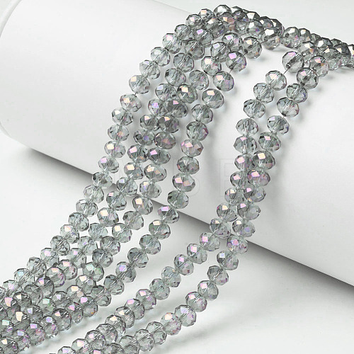 Electroplate Transparent Glass Beads Strands EGLA-A034-T4mm-G04-1