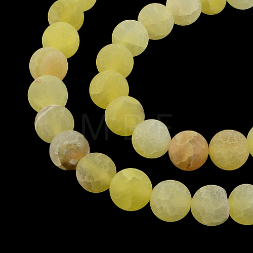 Round Dyed Frosted Crackle Agate Gemstone Bead Strands G-R297-08-1