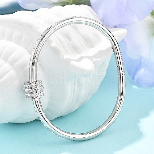 304 Stainless Steel Rhinestone Bangles for Women BJEW-Z092-04P-1