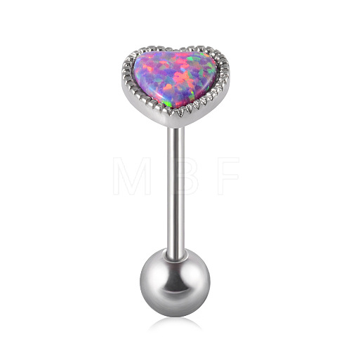 304 Stainless Steel with Synthetic Opal Tongue Rings WGE7D3A-12-1