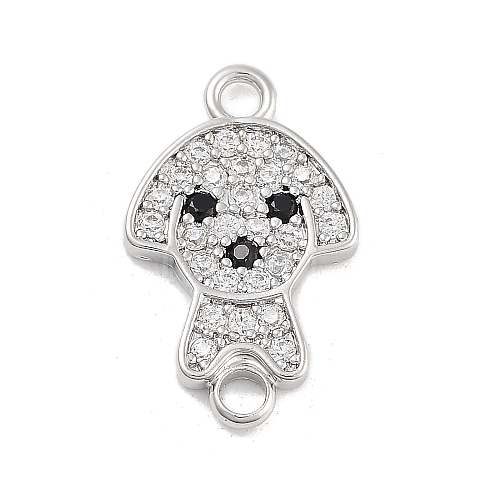 Brass Pave Clear & Black Cubic Zirconia Pet Puppy Connector Charms KK-Z061-01P-02-1