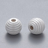 Painted Natural Wood Beehive Beads WOOD-Q040-019B-B03-2