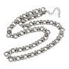 304 Stainless Steel Ring Link Chain Necklaces NJEW-H072-02A-P-4