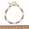 Faceted Round Gemstone & Natural Cultured Freshwater Pearl Beaded Bracelets for Women BJEW-JB14184-5