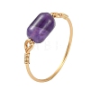 Natural Amethyst & Apatite & Tiger Eye & Amazonite & Rose Quartz Beads Finger Rings RJEW-JR01043-5
