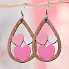 Valentine's Day Wood Dangle Earrings FS-WG2DDA3-02-1