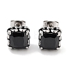 Square 316 Surgical Stainless Steel Pave Cubic Zirconia Stud Earrings for Women Men EJEW-Z050-06A-AS-1