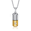 Two Tone 316L Stainless Steel Pill with Cross Urn Ashes Pendant Necklace with Cable Chains BOTT-PW0001-010PG-1