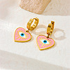 304 Stainless Steel Enamel Heart with Evil Eye Hoop Earrings FS-WGFA37A-04-2