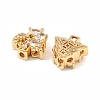 Brass Micro Pave Cubic Zirconia Beads KK-C155-08G-01-2