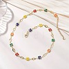 Brass Enamel Evil Eye Clover Link Chain Necklaces NJEW-JN05762-1