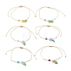 6Pcs Floral & Leaf Natural Amethyst & Carnelian & Dyed Yellow Jade & Green Aventurine & Synthetic Green Turquoise & Glass Seed Beaded Bracelets BJEW-MZ00312-2