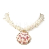 Summer Beach Electroplate Natural Sea Shell Pendant Shell Chip Beaded Necklaces for Women NJEW-JN06372-2