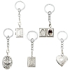 4Pcs 304 Stainless Steel Locket Pendant Keychains KEYC-YW00268-1