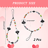2Pcs Colorful Beads Plastic Pearl Heart Beaded Chain Moblie Straps AJEW-AR0001-61-2