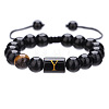 Natural Black Agate & Tiger Eye Round Beaded Adjustable Bracelets LS-HL8029-25-1