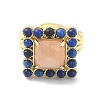 Natural Sunstone & Lapis Lazuli Rectangle Adjustable Ring RJEW-B030-01A-06-3