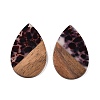 Transparent Resin & Walnut Wood Big Pendants RESI-T058-05B-2