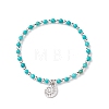 Natural Howlite Beaded Stretch Bracelet with 201 Stainless Steel Conch Charms BJEW-JB08297-01-1