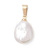 Natural Keshi Pearl Pendants with 304 Stainless Steel Snap on Bails PALLOY-JF05102-3